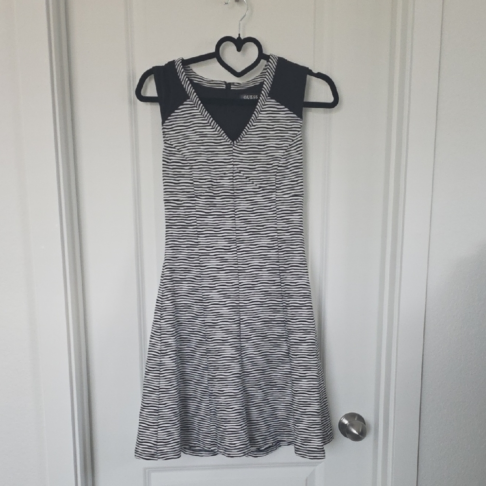 Guess Black and White Striped Dress